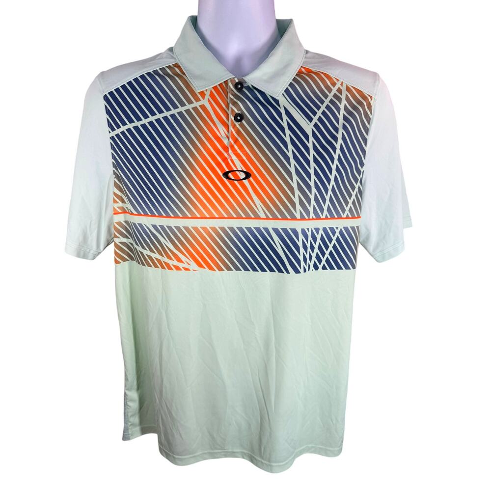 Oakley Green Orange Polo Shirt Men Small Golf Athletic